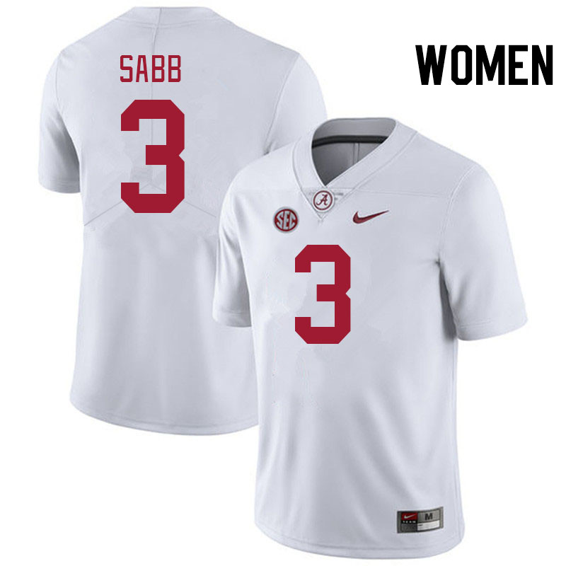 Women #3 Keon Sabb Alabama Crimson Tide College Football Jerseys Stitched-White